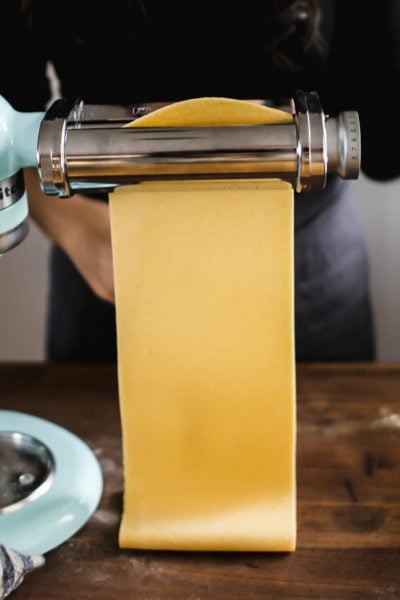 Rolled homemade pasta sheet.