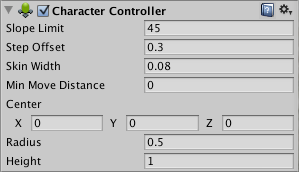 The Character Controller inspector