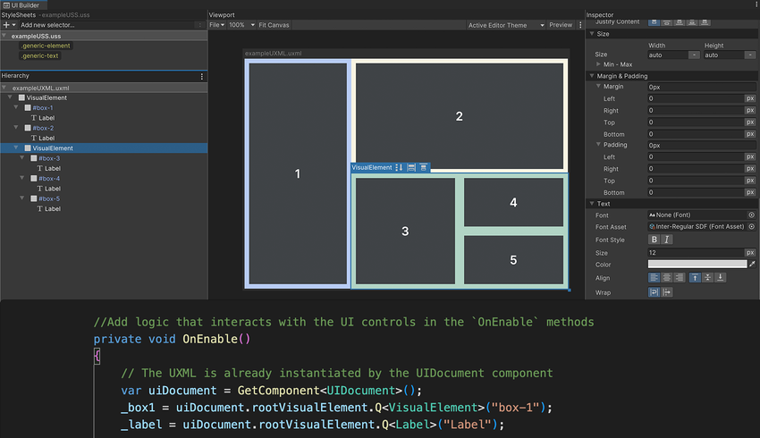 Decoupling logic and design: Programmers can connect the visual elements to the actual game logic while designers focus on defining the styles for them.