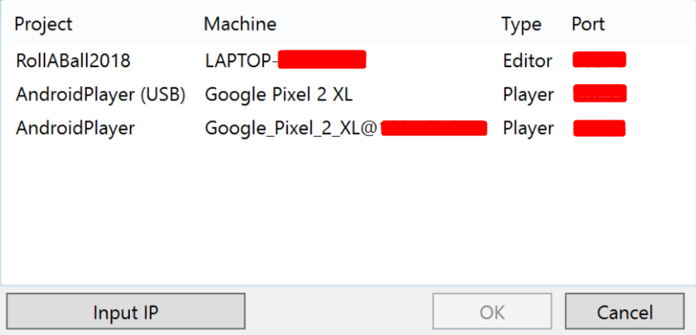 Visual Studios Attach Unity Debugger interface displays a list of running Unity processes that the debugger can attach to.