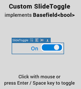 The custom slide toggle control represents a boolean value