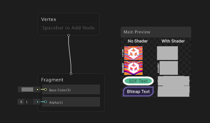 Default Shader Graph editor view for UI rendering