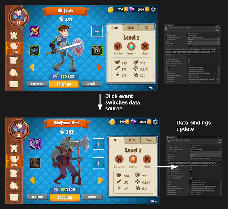Updating the data source in the Dragon Crashers sample
