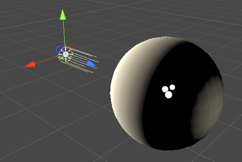 An example of Light Probe ringing. A Point Light illuminates a sphere from one side, but the back side of the sphere appears partially lit too.