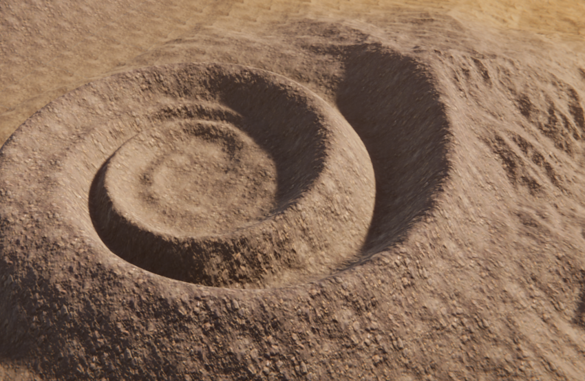 Use Twist to rotate elevated parts of the terrain around a central point